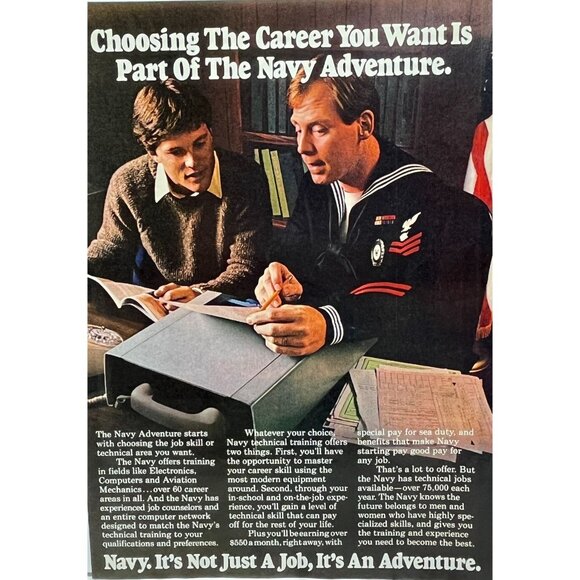 US Navy Recruitment Print Ad Vintage 1982 Its Not Just a Job Military USN - Picture 6 of 6